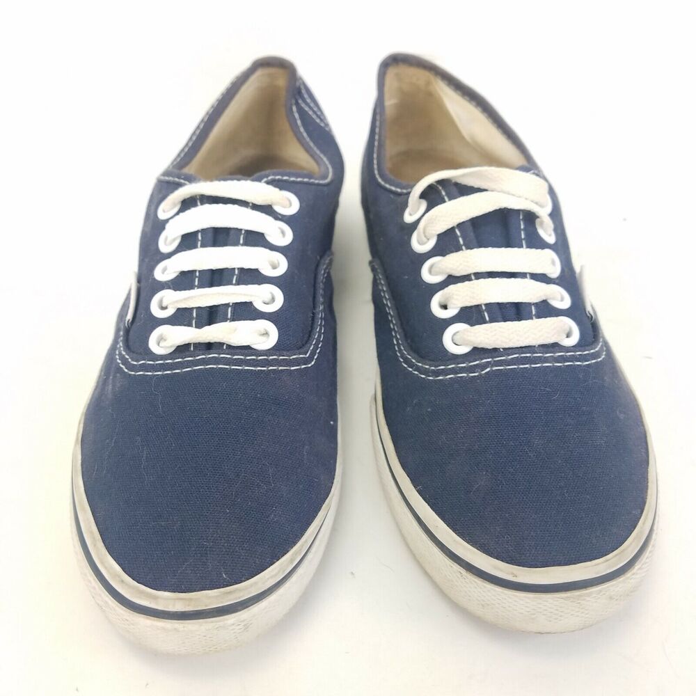 Vans Off The Wall Shoes Blue Canvas Lace Up Sneaker Skate Flats Womens Size 7.5 - Picture 2 of 6